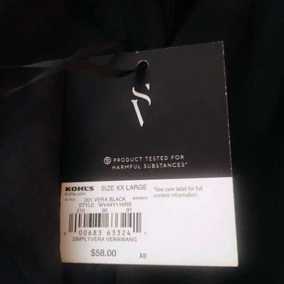 Vera Wang Black Pleated holiday Dress SZ XXL NWT - Picture 5 of 5